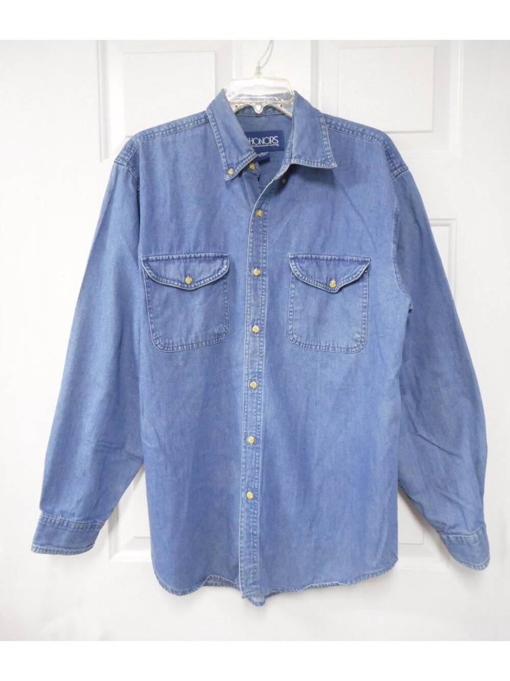 VINTAGE HONORS Men’s Medium blue cotton button down shirt -  EUC